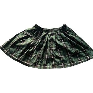 Social Collision Green Plaid Pleated Mini Skirt with Double Chain Punk Emo SM